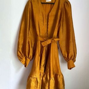 Farrow Belted Crepe de Chine Dress